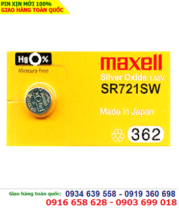Maxell SR721SW; Pin đồng hồ 1.55v Maxell SR721SW silver oxide chính hãng Maxell Nhật